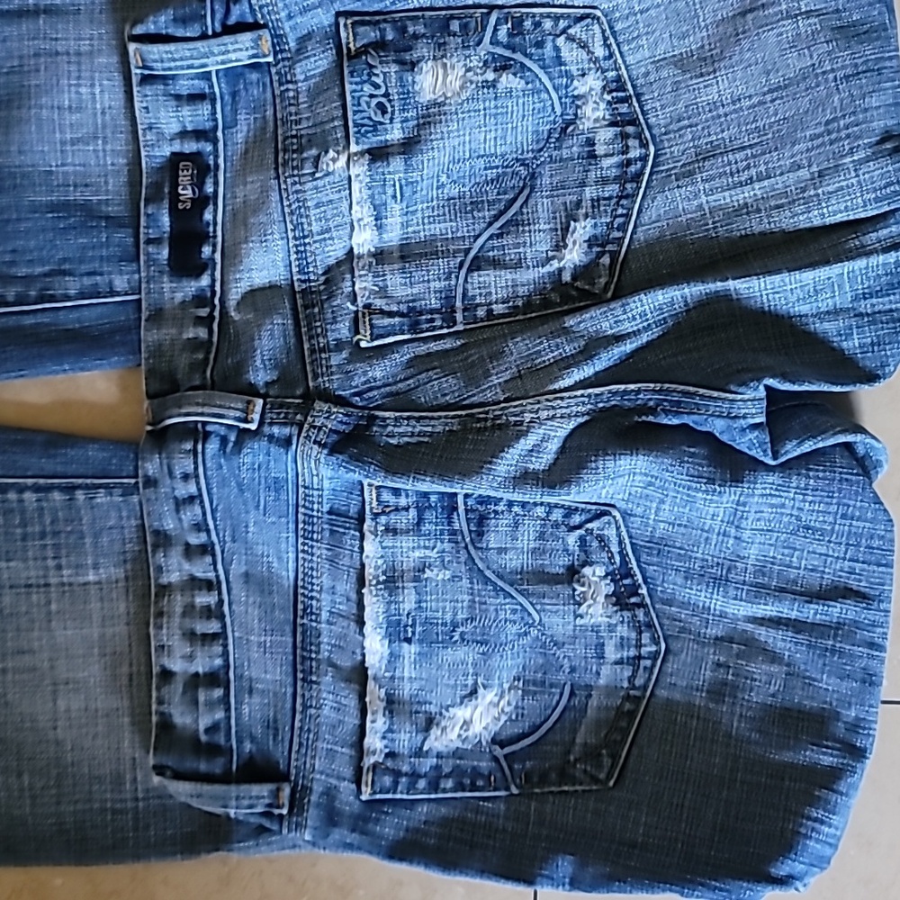 Sacred Blue Blue Low Rised BootCut Ripped Jeans - Picture 5 of 8